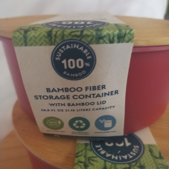 Red Bamboo Fiber Storage Containers - Picture 5 of 16